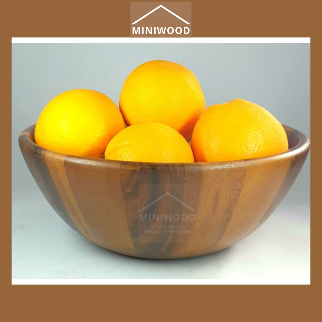 MINIWOOD ชามไม้ โบว์ลไม้ ขนาดโต 10 นิ้ว