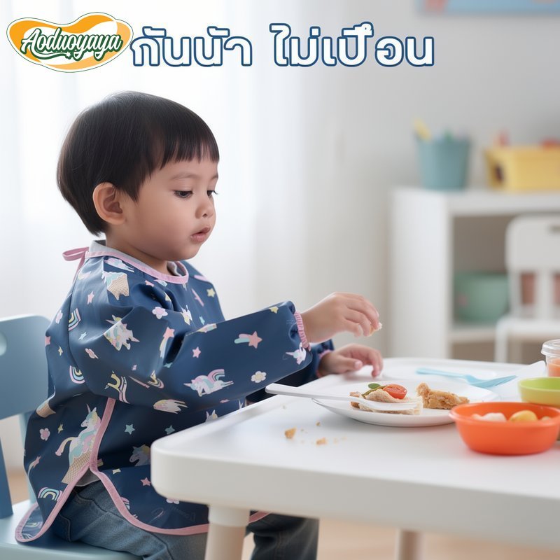 Aoduoyaya مريلة أطفال بأكمام طويلة مقاومة للماء — صورة 2