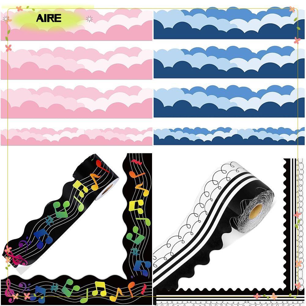 AIRE Bulletin Board Trim, Back-to-School Decor DIY Bulletin Board Border, Self-Adhesive Wavy Trim 5M/ม้วนโปสเตอร์ชายแดนสติกเกอร์สําหรับห้องเรียนตกแต่ง