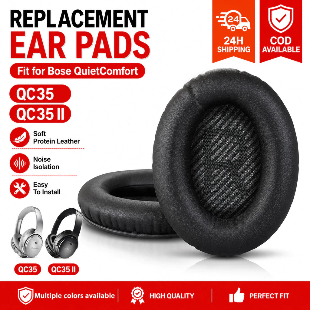 แผ่นปิดหูสำหรับหูฟัง Bose QC35 และ QC35ii คุณภาพสูง ทำจากโฟมทรงความจำแบบปรับตัวได้ Earpads Ear pads Earpbuff Cushion