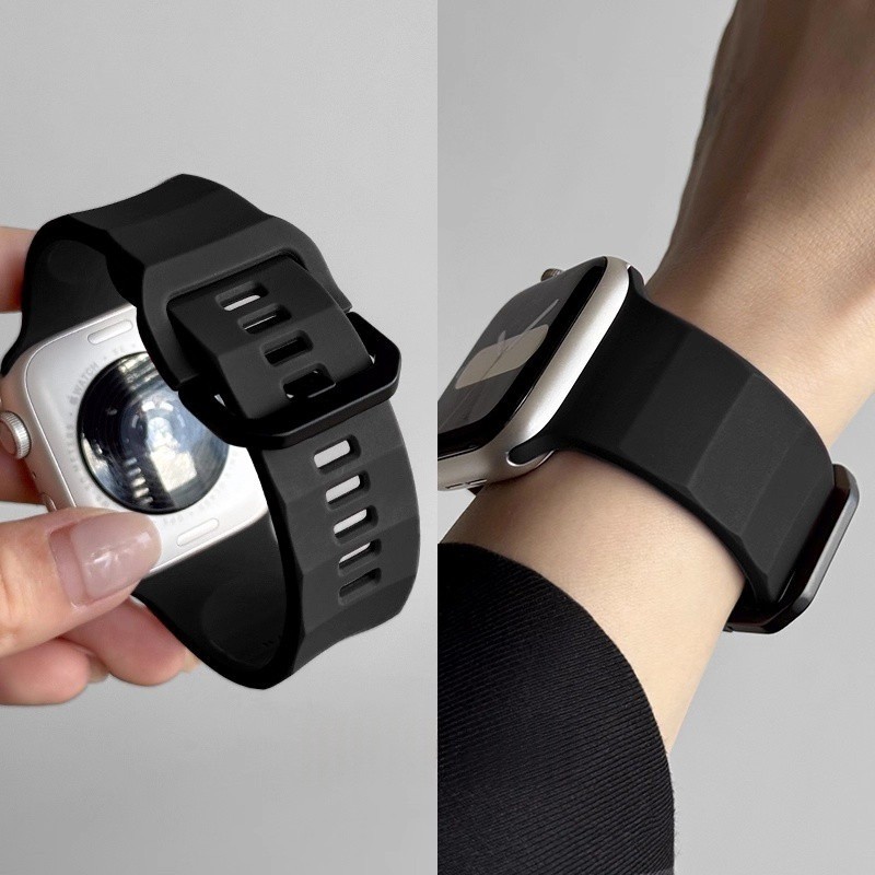 กีฬาซิลิโคนสําหรับ Apple Watch Ultra 3/2 49/46 มม.44 มม.45 มม.สายคล้องคอซิลิโคนสร้อยข้อมือ Correa สําหรับ Apple Watch S11 10 9 8 7