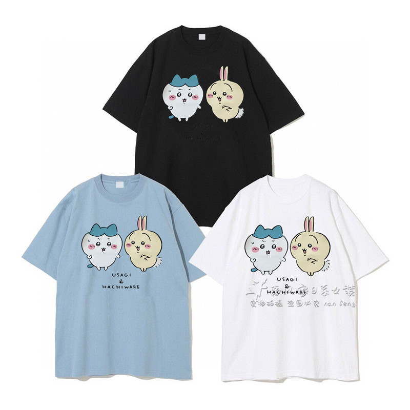 สไตล์ญี่ปุ่น 25 chikawa chikawa Uzachi chikawa แขนสั้นคู่เสื้อยืดผู้หญิง