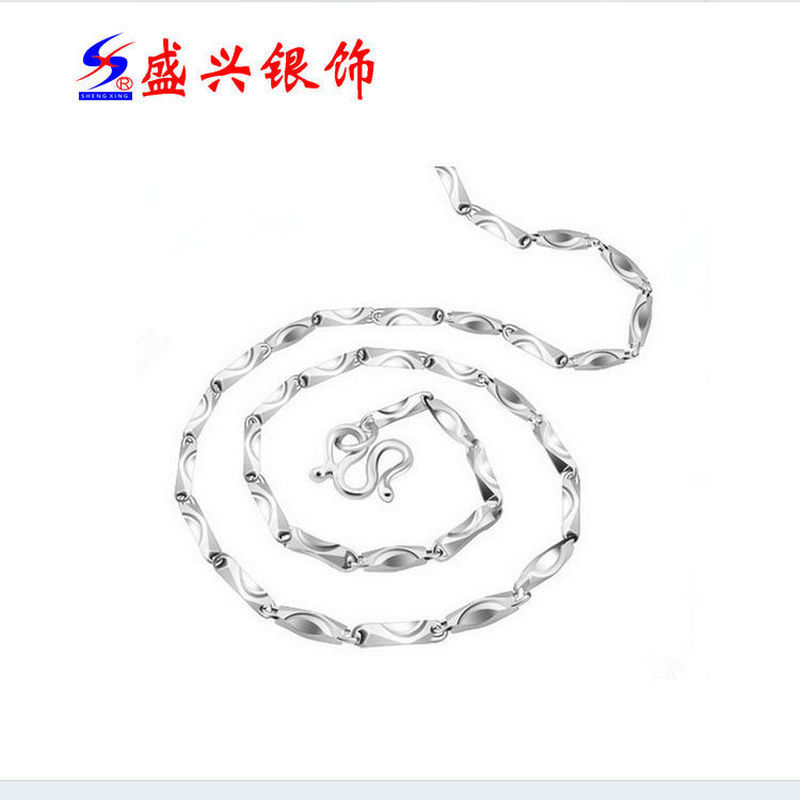 เงินสเตอร์ลิง S990 สร้อยคอเงินเงินสเตอร์ลิง Ingot Chain เวอร์ชั่นเกาหลีสร้อยคอลําลองหญิง 7g