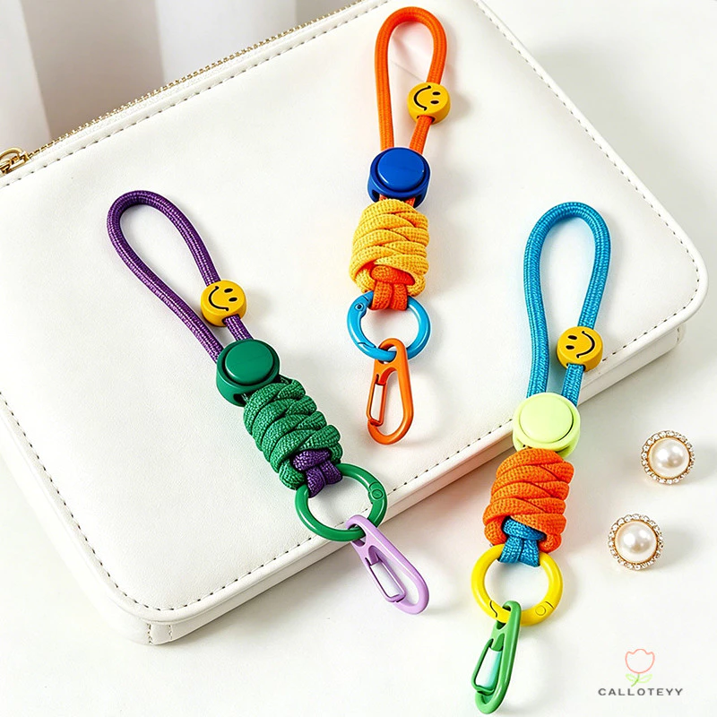 สายคล้องโทรศัพท์สั้นสไตล์โดปามีน สายคล้องข้อมือน่ารัก พวงกุญแจ กระเป๋าใส่ขวด พวงกุญแจแฟชั่นถักทอ -CY