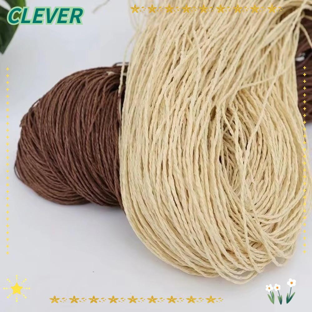 CLEVER ไหมเส้นฟาง Raffia 200 กรัม เนื้อนุ่มฟู 2 เส้น ไหมถักโครเชต์ งาน DIY สีพื้น เส้นใยธรรมชาติ สําหรับงานฝีมือ