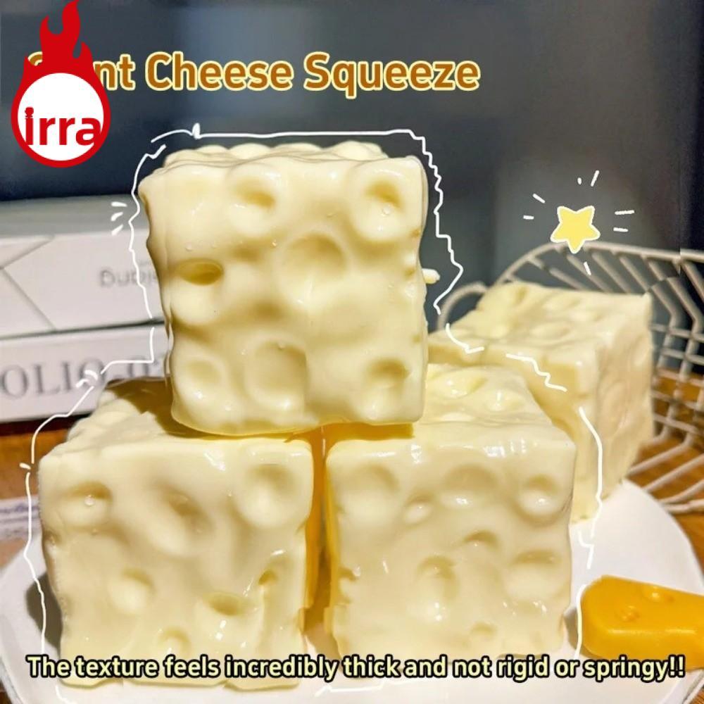 IRRA Jumbo Cheese Cube Stress Ball, Squishy Texture Anti-Stress Cheese Pinch ของเล่นนวดรูปร่างได้ Non-Bounce ASMR Sensory Stress ของขวัญวันเกิด