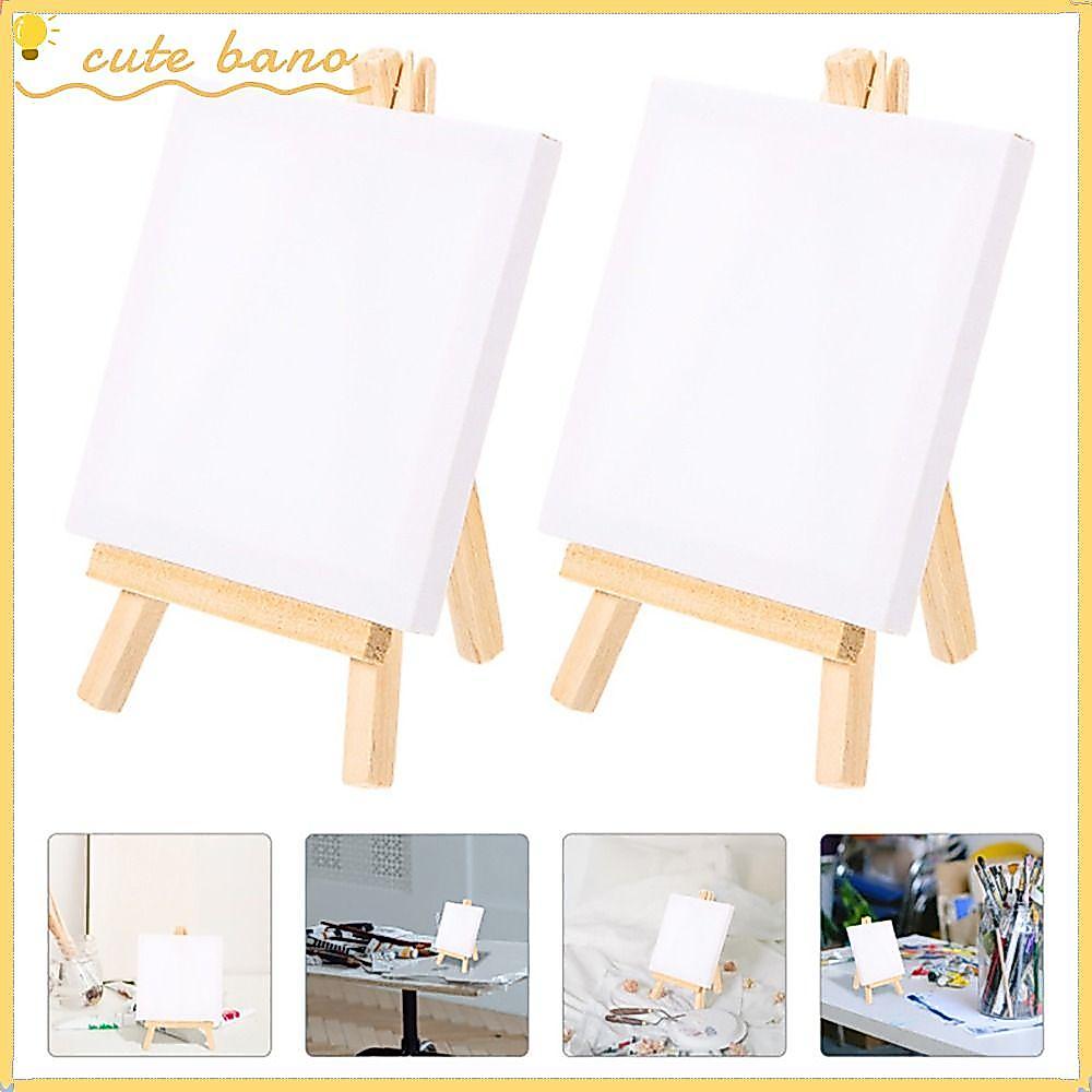 บาโน 3ชิ้นมินิผ้าใบขาตั้งชุด,10x10ซม.เปล่าภาพวาดขาตั้ง,กรอบไม้มัลติฟังก์ชั่ขนาดเล็กขนาดเล็กกระดานวาดภาพตกแต่งสําหรับเด็ก