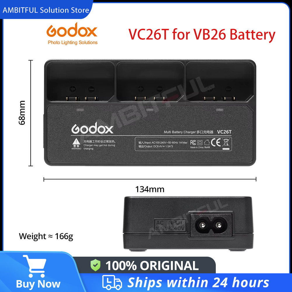 Godox Original USB Battery Charger/VC-26T AC Multi Charger สําหรับ V1 V860III V850III แฟลช Speedlite