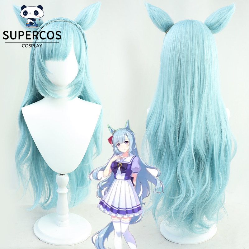 Uma Musume Pretty Derby Mejiro Ardan คอสเพลย์วิกผมหูไฟท้ายสีฟ้ายาวผมสังเคราะห์