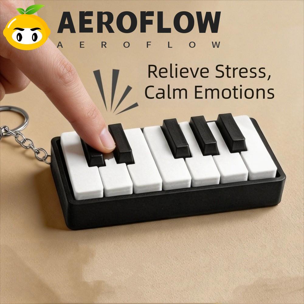 AEROFLOW พวงกุญแจคลิกความเครียดเปียโน, 3D พิมพ์สัมผัสกล Fidget Piano Charm พวงกุญแจ, พลาสติกแปลกใหม่แบบพกพา 12-key กดคีย์บอร์ดเปียโน Clicker กุญแจรถ