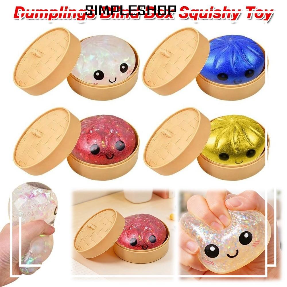 SIMPLESHOP Dumplings Box Squishy Toy, Slow Resilience with Steamer Steamed Bun Squishy Pinch Le, Fidget Glitter Soft Stress Relief Sensory Ball เครื่องมือผ่อนคลาย