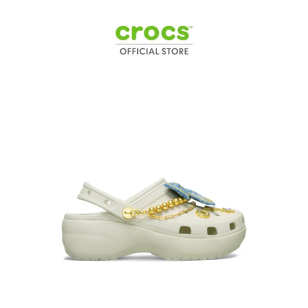CROCS รองเท้าลำลองผู้หญิง CLASSIC PLATFORM DENIM GLITZ CLOG รุ่น 213114-0HZ - LINEN