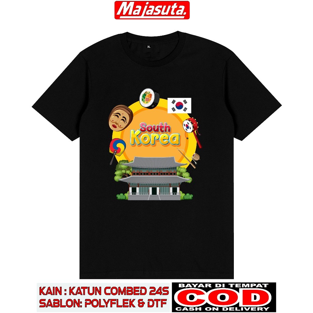 SOUTH KOREA/SOUT KOREA SOUVENIR T-SHIRT D3.SOUTH หวีผ้าฝ้ายเกาหลี