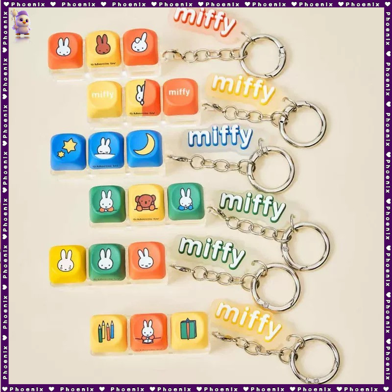 กล่องตาบอดปุ่มกด Miffy 3-Key, ปุ่มกดแบบ Fidget พวงกุญแจ, คีย์บอร์ดบรรเทาความเครียดสําหรับจี้กระเป๋า