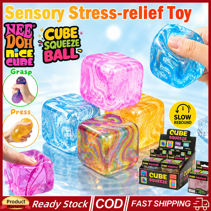 (จัดส่งภายใน 12H) 4PCS Needoh Nice Cube Sensory Stress Reliever Cube ช้า Rebound นุ่มและข้าวเหนียว Sensory Stress-relief ของเล่นลูกบอลยืด Maltose Soft Ice Cube Ball