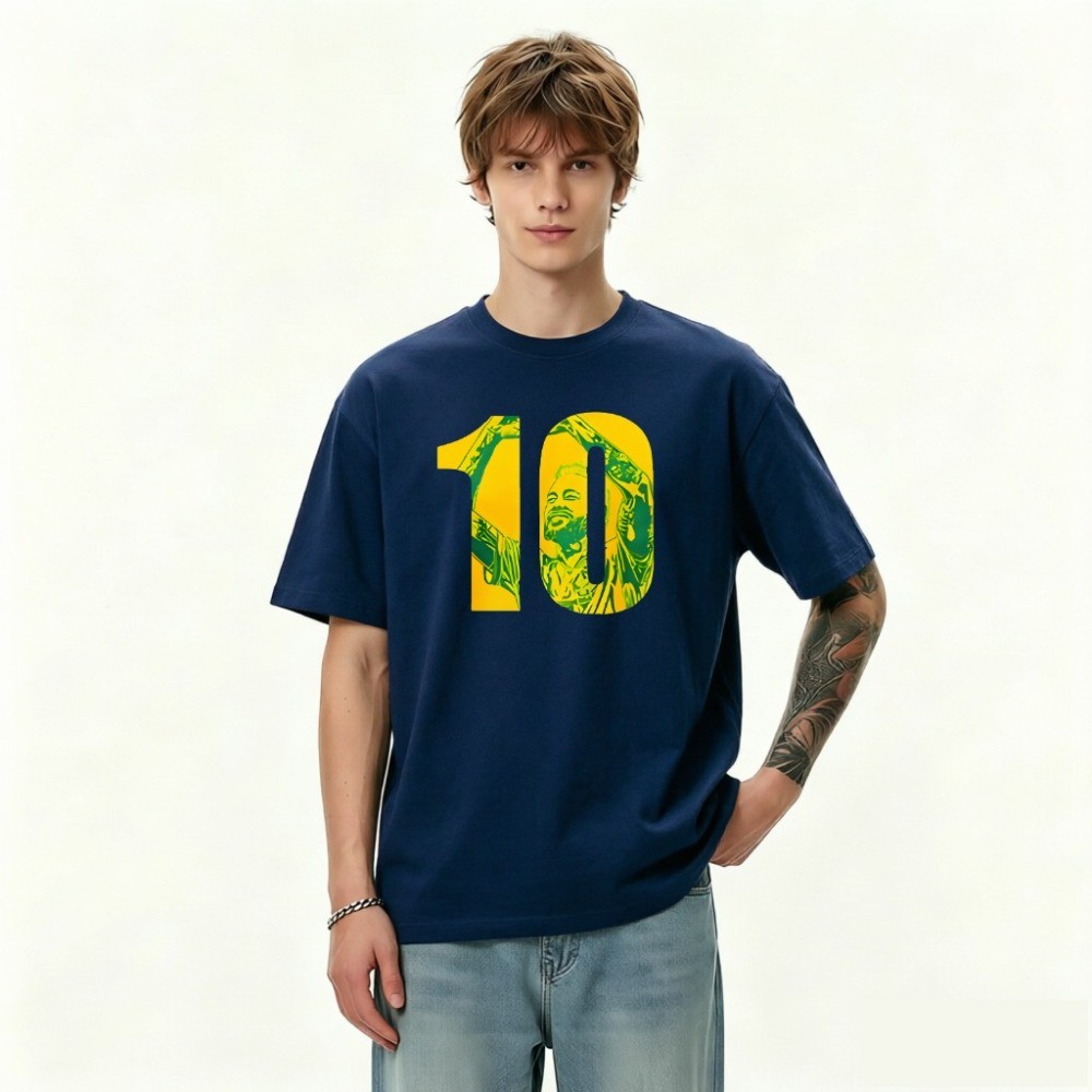 เนย์มาร์ #10 บราซิลพิมพ์เสื้อยืดลําลองผ้าฝ้ายขนาดใหญ่พร้อมสต็อก