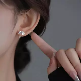 ต่างหูแฟชั่น สไตล์ใส่ได้สองข้าง ดีไซน์ดอกไม้ ต่างหูเจาะกระดูกอ่อนหู ต่างหูแบบติดหู เครื่องประดับ