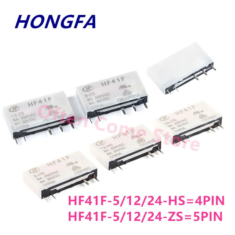 5 ชิ้น HF41F-5-ZS HF41F-12-ZS HF41F-24-ZS HF41F 5V 12V 24V-HS ZST อุตสาหกรรมรีเลย์ Subminiature Powe