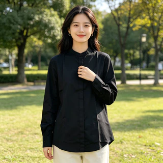 เสื้อเชิ้ตผู้หญิงแขนยาว รุ่นใหม่ เสื้อทำงานผู้หญิง เสื้อออฟฟิศ ทรงเข้ารูป สุภาพ ดูดี สไตล์เกาหลี