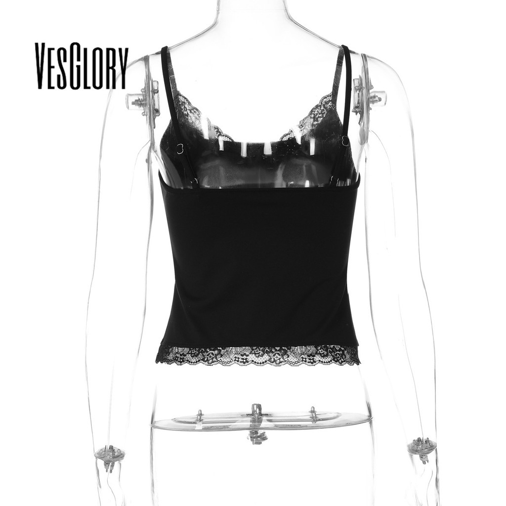VesGlory ผู้หญิง 2026 สีทึบลูกไม้สลิงเสื้อกล้ามแขนกุดแฟชั่นใหม่ทุกวันวิทยาลัย Y2k — صورة 7