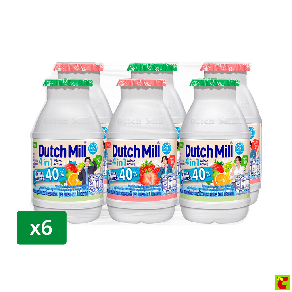 ดัชมิลล์ 4อิน1 ไมโครแอคทีฟ โยเกิร์ตพร้อมดื่ม สูตรน้ำตาลน้อยกว่า 100 มล. แพ็ค 6 คละรส