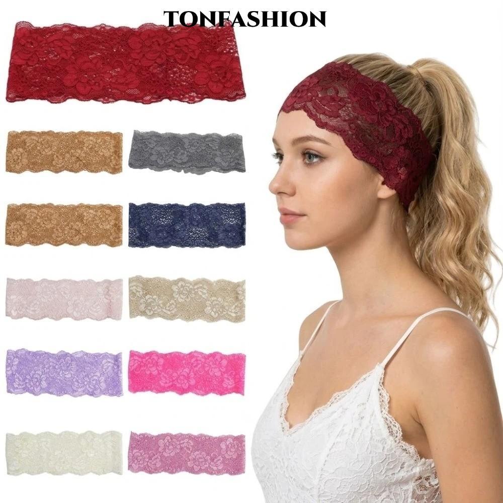 TONFASHION ที่คาดผมลูกไม้ตาข่าย,ที่คาดผมหรูหรากลวงออก,แฟชั่นน้ําหนักเบายืดหยุ่นระบายอากาศที่คาดผมหมวกเลดี้สาว Headwear