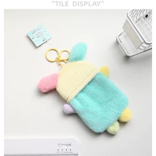ผู้ถือบัตรตุ๊กตาตุ๊กตาจี้พวงกุญแจกระเป๋าใส่เหรียญสาวน่ารักผู้ถือบัตรตุ๊กตาการจัดเก็บ