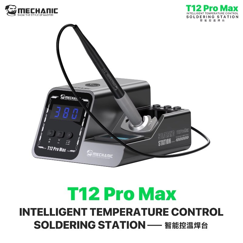 MECHANIC T12 Pro Max สถานีบัดกรีอัจฉริยะควบคุมอุณหภูมิพร้อม T12Soldering Iron Tip เชื่อมซ่อมเครื่องมือ