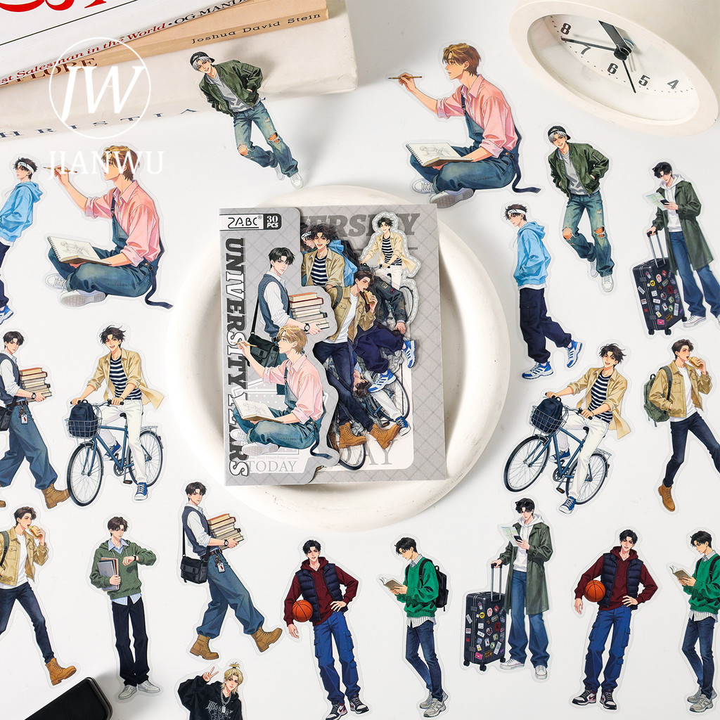 JIANWU Crowd Shadow Series Vintage ตัวอักษรภูมิทัศน์วัสดุ Collage Scrapbooking PET สติกเกอร์ Creative DIY Journal เครื่องเขียน