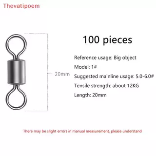 [Thevatipoem] 100 ชิ้นหมุนตกปลาสแตนเลส Rolling Barrel Swivels Fishing Line Connector Micro Swivel Fishing Lure แหวนแข็งหมุนร้อน