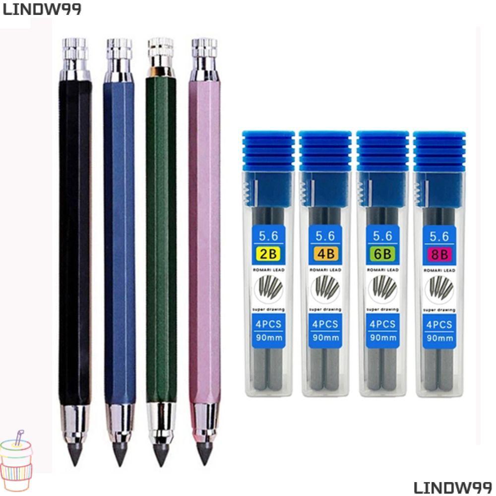 LINDW ดินสอกด,วาดเขียนเครื่องมือ 2B/4B/6B/8B ดินสอเติมดินสออัตโนมัติ, Creative Sketch การออกแบบการ์ต