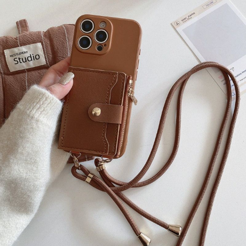 SAMSUNG Crossbody Lanyardผู้ถือบัตรสําหรับSamsung Galaxy A41 A40 A33 A32 M32 A31 A50 A50s A30s A23 A22 M22 F22 A21s A20s A20s A20 M10sกระเป๋าสตางค์ธุรกิจสีสันปลอกสีทึบนุ่ม
