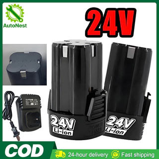 (2 ก้อน) แบต แบตเตอรี่ สว่านไร้สาย สว่าน 24V Lithium-ion Battery แบตลิเธียมไอออน ทรงสี่เหลี่ยม 24V-2PCS