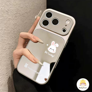 เคสโทรศัพท์กระจกกระต่ายน้อยน่ารักเรียบง่าย เคสไอโฟน17 เหมาะสำหรับIPhone X XS Max17 16 11 13 XR 14 12 ProMAX 14 Plus