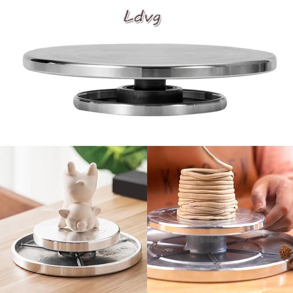 LDVG จานหมุนอลูมิเนียมหน้าคู่ 360 ° การหมุน11เซนติเมตร-25เซนติเมตรประติมากรรม, มัลติฟังก์ชั่รอบสองด้านดอกไม้ติดตั้งตารางสําหรับเซรามิกดินหุ่นรุ่น