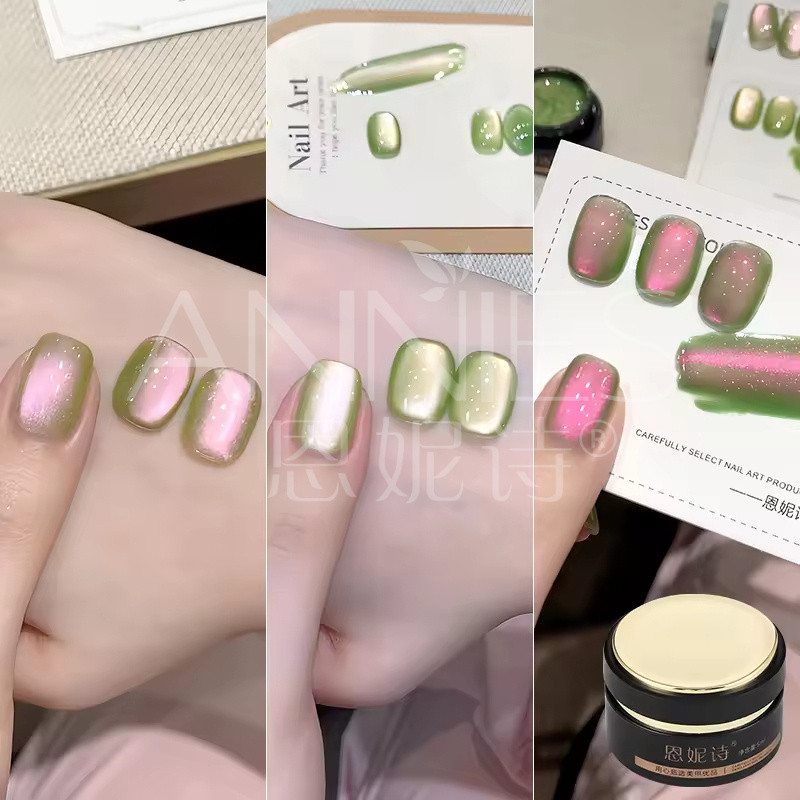 Annies ยาทาเล็บตาแมวสองสีกาวยาทาเล็บส่องไฟสไตล์ใหม่ 10มล ร้านเล็บความจุขนาดใหญ่