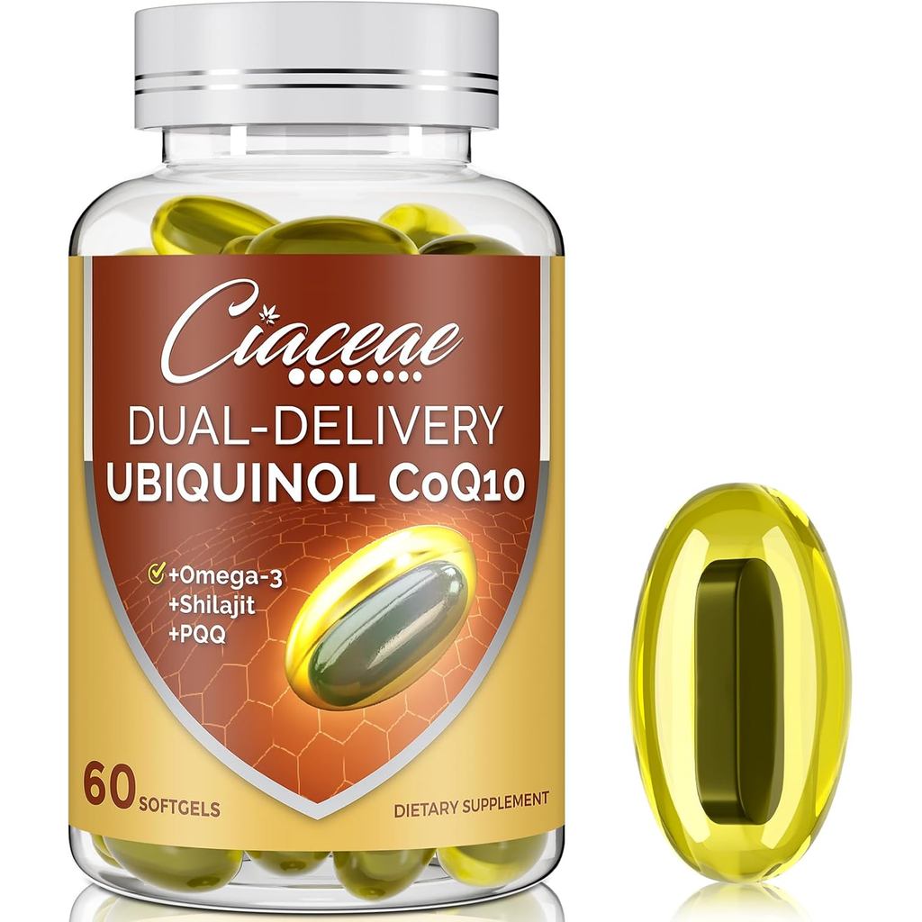 Coenzyme Q10 Soft Capsules 600mg บรรจุ Omega-3, น้ํามันแร่หิมาลัยและ PQQ, Advanced Double Release Co