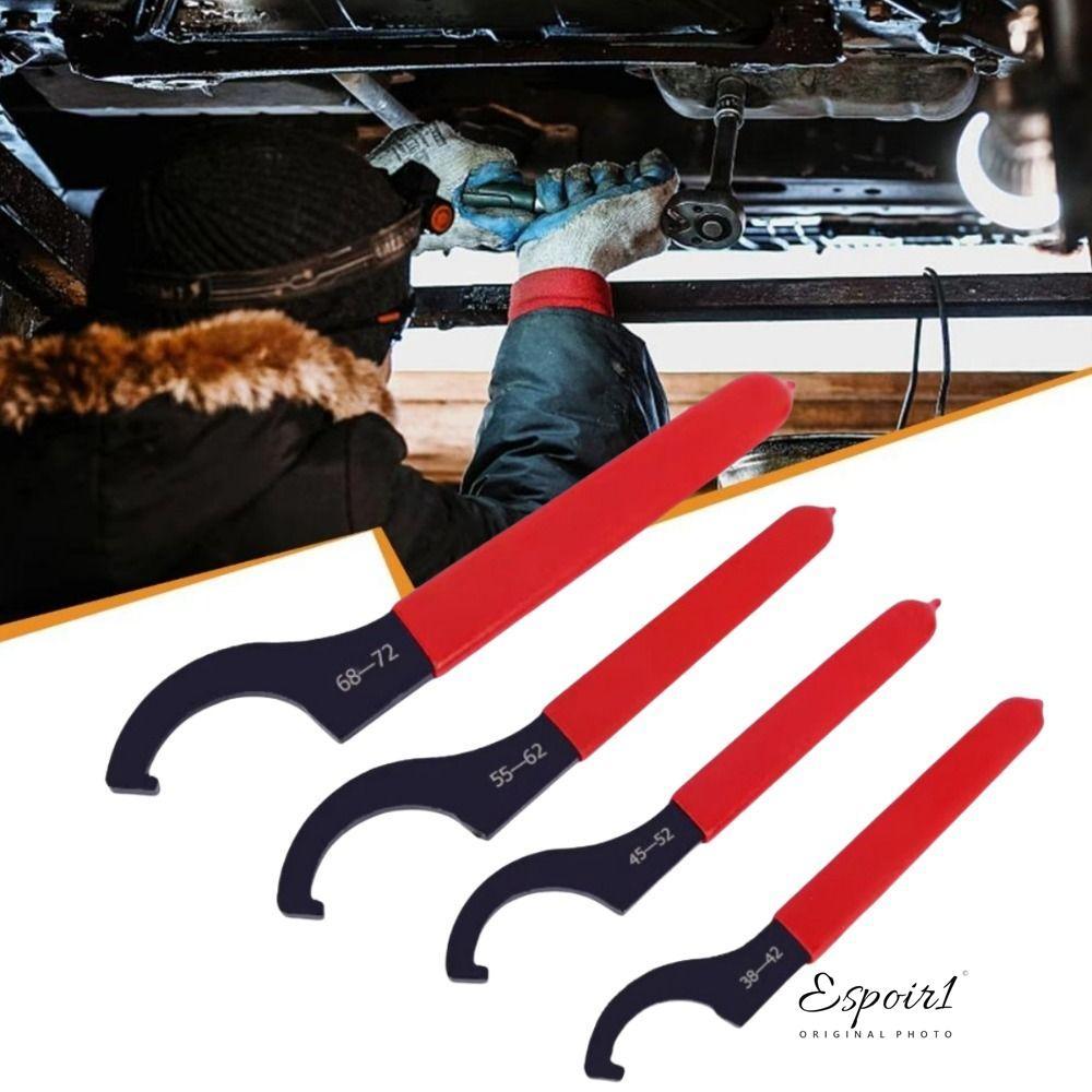 ESPOIR1 ตะขอประแจ Spanner, Anti Slip Handle สีดํา Oxidized ประแจเครื่องมือ, 45-48HRC ประเภท 38-42 มม./45-52 มม./55-62 มม./68-72 สําหรับรอบ Nut C เครื่องมือ