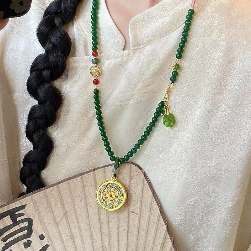 新中珠项链汉服 圆蓝毛衣项链国风古风大型犬外套装 สร้อยคอนี้มอบเสน่ห์ระดับไฮเอนด์และสง่างาม Its Niche Design อ่อนโยนและอเนกปร