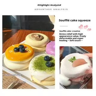 ซ้ายสตรอเบอร์รี่ Souffle Squishy ของเล่นเนื้อครีมนุ่มและอาหารที่สมจริงดูที่สมบูรณ์แบบสําหรับความเครียดบรรเทาเด็กของขวัญตกแต่งโต๊ะ GHT