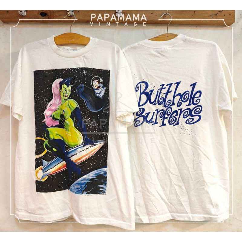 Butthole Surfers Coop Rocket Girl เสื้อวินเทจ เสื้อทัวร์ วงร๊อค papamama vintage shirt