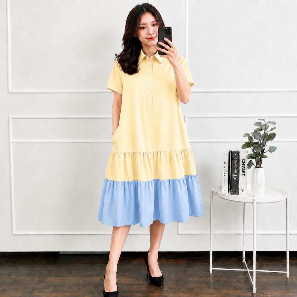 TRENDY FASHION CASUAL LOOK DAILY BASIC COMBINATION DRESS