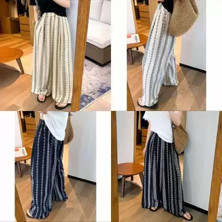 กางเกงขายาว ผ้าสลาฟ B93 สไตล์โบฮีเมียน กางเกงทรงกระบอกใหญ่ มีกระเป๋าข้าง มีเชือกรูด ผ้าพริ้ว ใส่สบาย ผ้าไม่ยืด