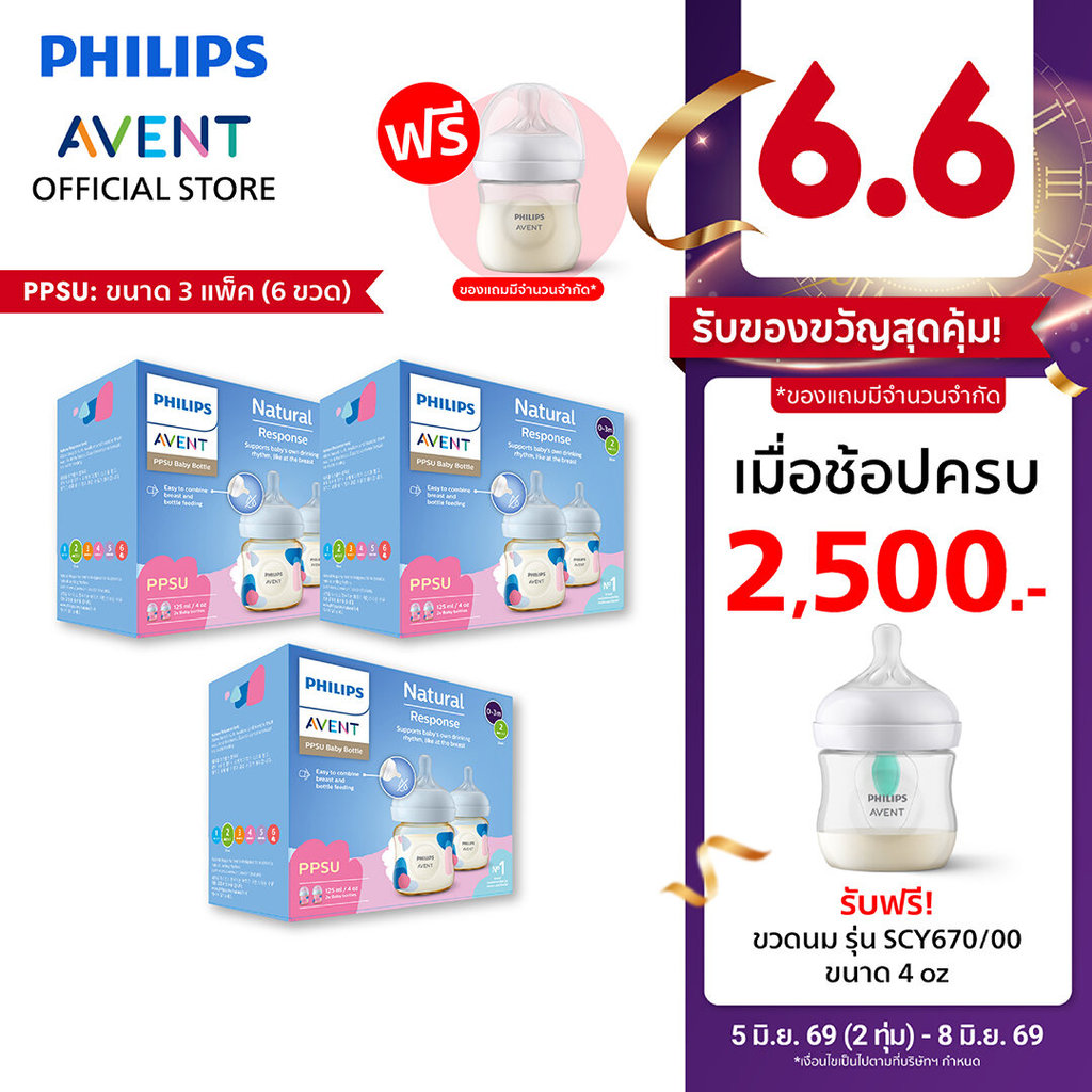 Philips Avent ฟิลิปส์ เอเวนท์ ขวดนม PPSU ไม่ดูดไม่ไหล ขนาด 3 แพ็ค (6 ขวด)