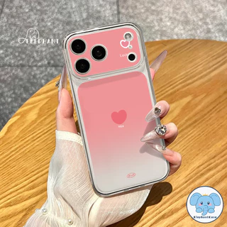 เคสไอโฟน15 11เหมาะสำหรับ IPhone 16 17 15 14 13 12 11 Pro Max 16 14 Air 15 Plus เคสใสไล่สีหัวใจน่ารัก คู่รัก สไตล์ฮิต