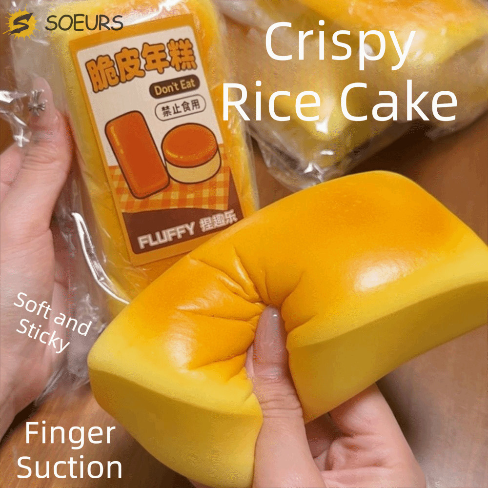 SOEURS เค้กชีส Squishy, เค้กข้าวย่างช้า Rebound ขนมปัง Squishy ของเล่น, Creative Sticky Hand Relax ช้า Rising Sensory Fidget ของเล่นเด็กผู้ใหญ่