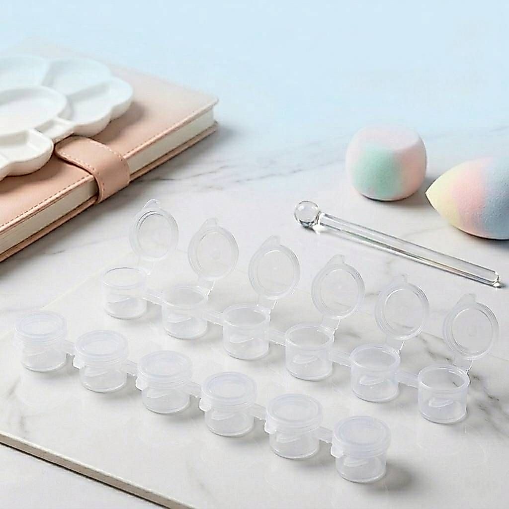 กระปุก​แบ่งสี พลาสติกใส 300ช่อง​ ขนาด3ml​ สำหรับงานศิลปะ