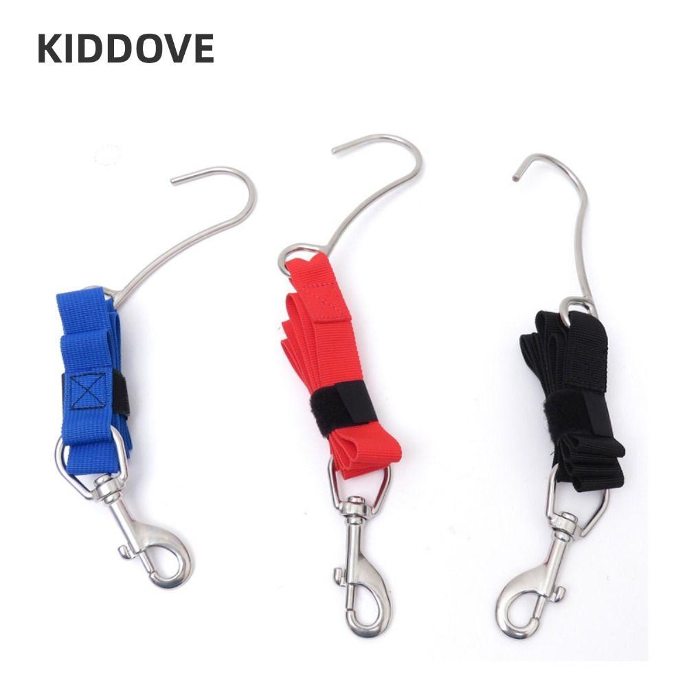 KIDDOVE Diving Single Reef Hook, Stainless Steel Black Red Blue Grey Diving Webbing Strap, Nylon Scu