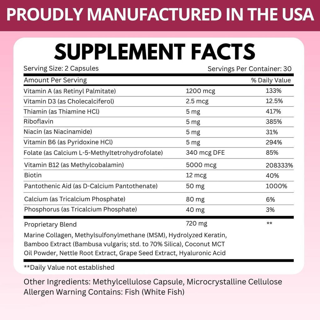 B12 พร้อมกรดไฮยาลูโรนิก คอลลาเจน และโฟเลต – 25000 mcg B12 Complex | Maximize Absorption & Energy | G