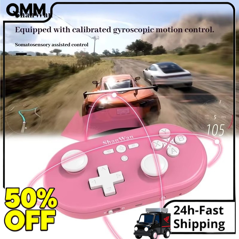 Shanwan Q37Pro อัพเกรด Dual Purpose Mini Gamepad ทํางานเป็นเมาส์และคีย์บอร์ดไร้สาย Bluetooth Dual จอ